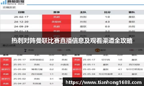 热刺对阵曼联比赛直播信息及观看渠道全攻略